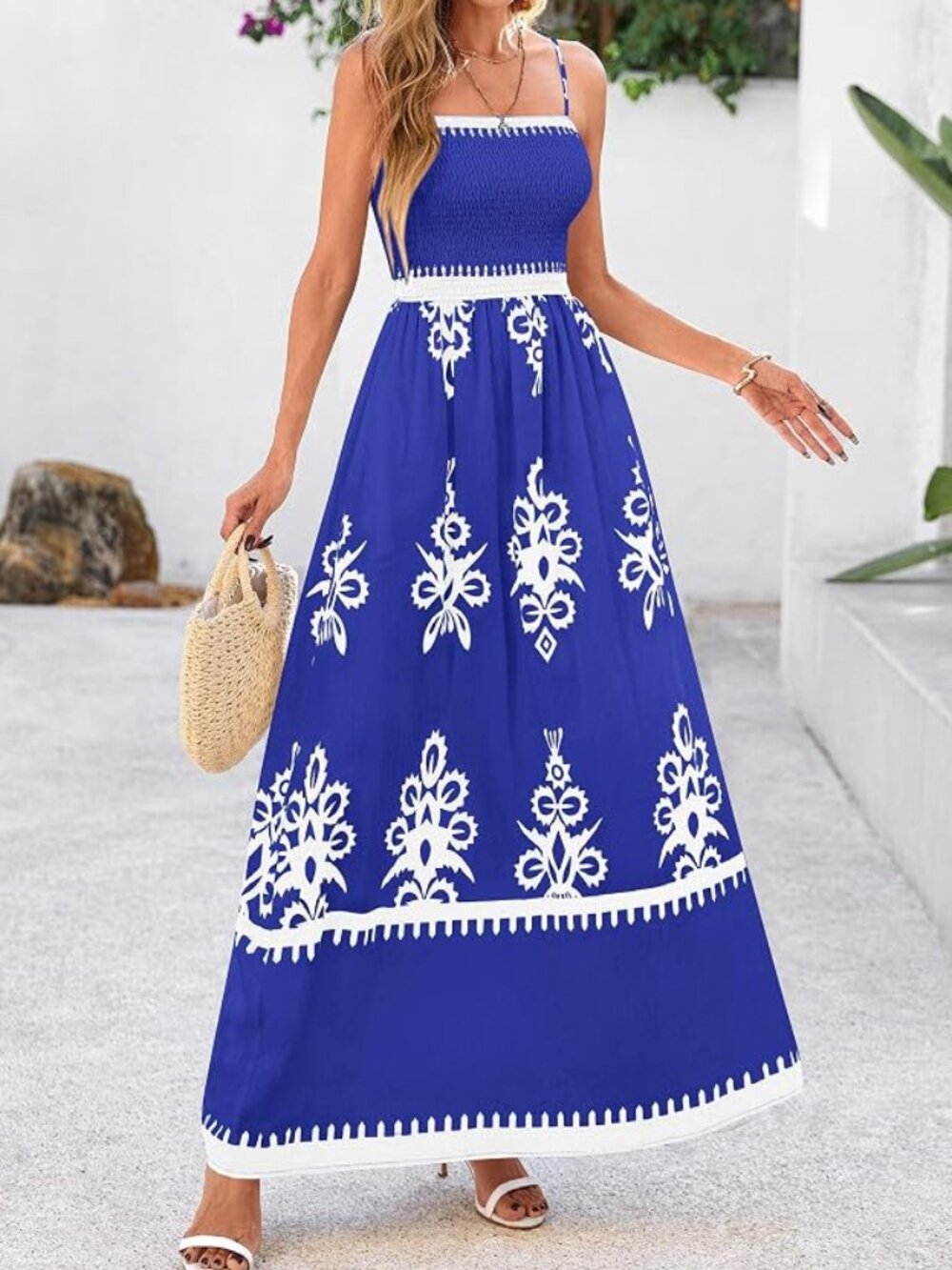 Summer Boho Maxi Dress Floral Sundresses (Sz S)